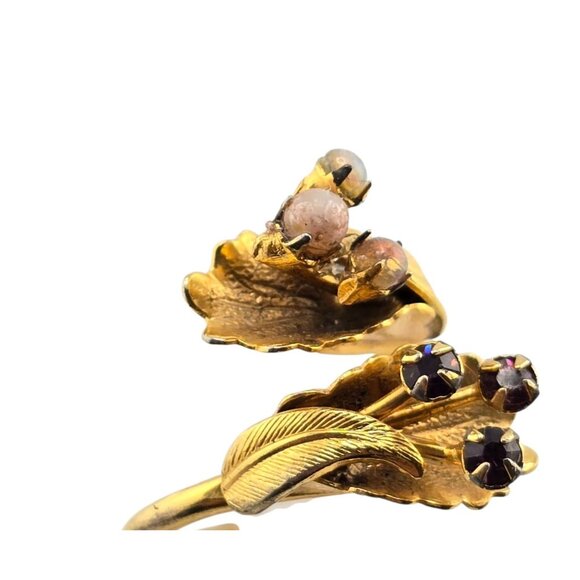 Vintage Rhinestone Leaf Adjustable Ring (A9032) - Picture 3 of 6